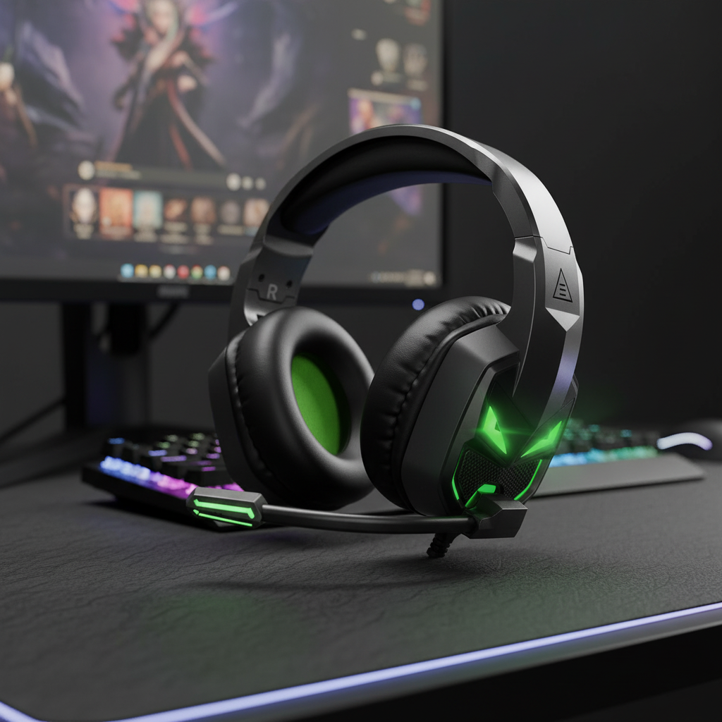 EKSA Gaming Headset With 3.5mm Jack With Led Light | Black