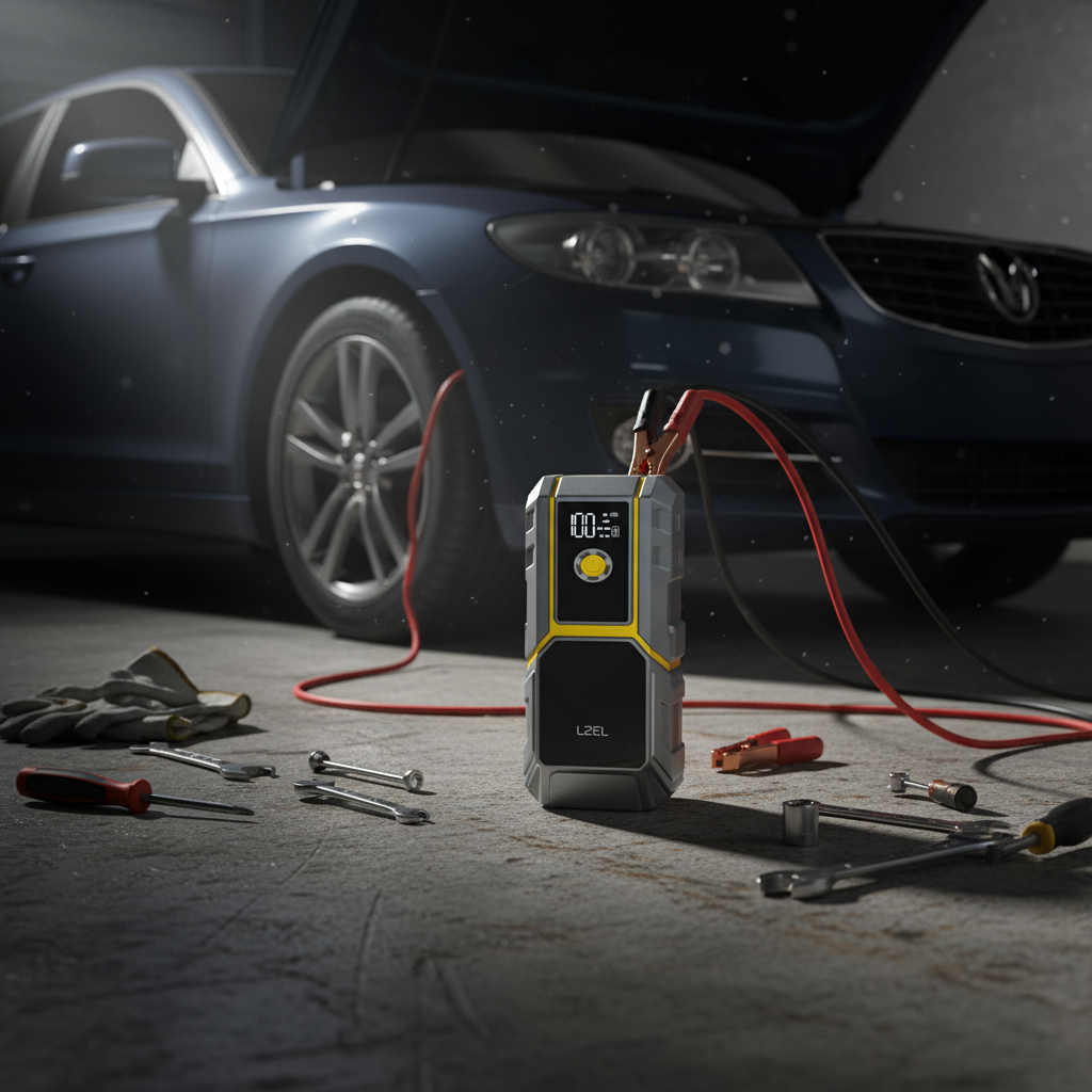 LZEL EnergizeIgnite - 12,000mAh Car Jump Starter with LED Flashlight | Gray/Yellow