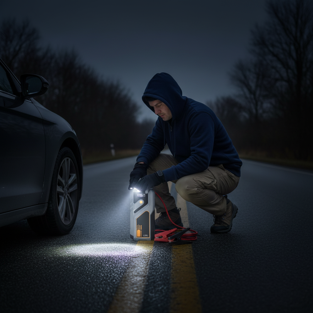 LZEL EnergizeIgnite Air 12000mAh 12V Car Jump Starter with LED Flashlight | Gray/Black