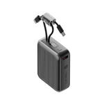90 Percent Primcore Neo 22.5W Dual Built-In Cables Power Bank Powerdelivery | Qc 3.0 | Usb-C & Usb-A, And With Lightning | Gray
