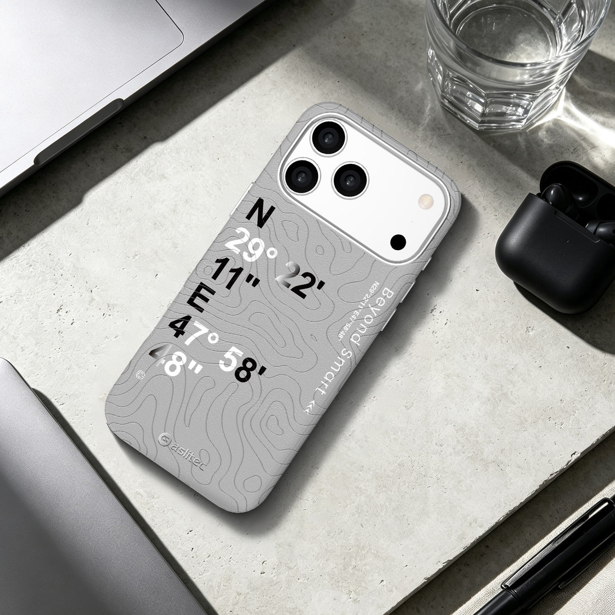aslitec Geomag Coordinate Sophisticared Leather Magsafe Case With Coordinate Design Case For iPhone 18 Pro