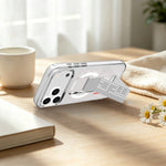 aslitec Magstand Crystal Clear Magsafe With Leather  Kickstand Cas For iPhone 18 Pro