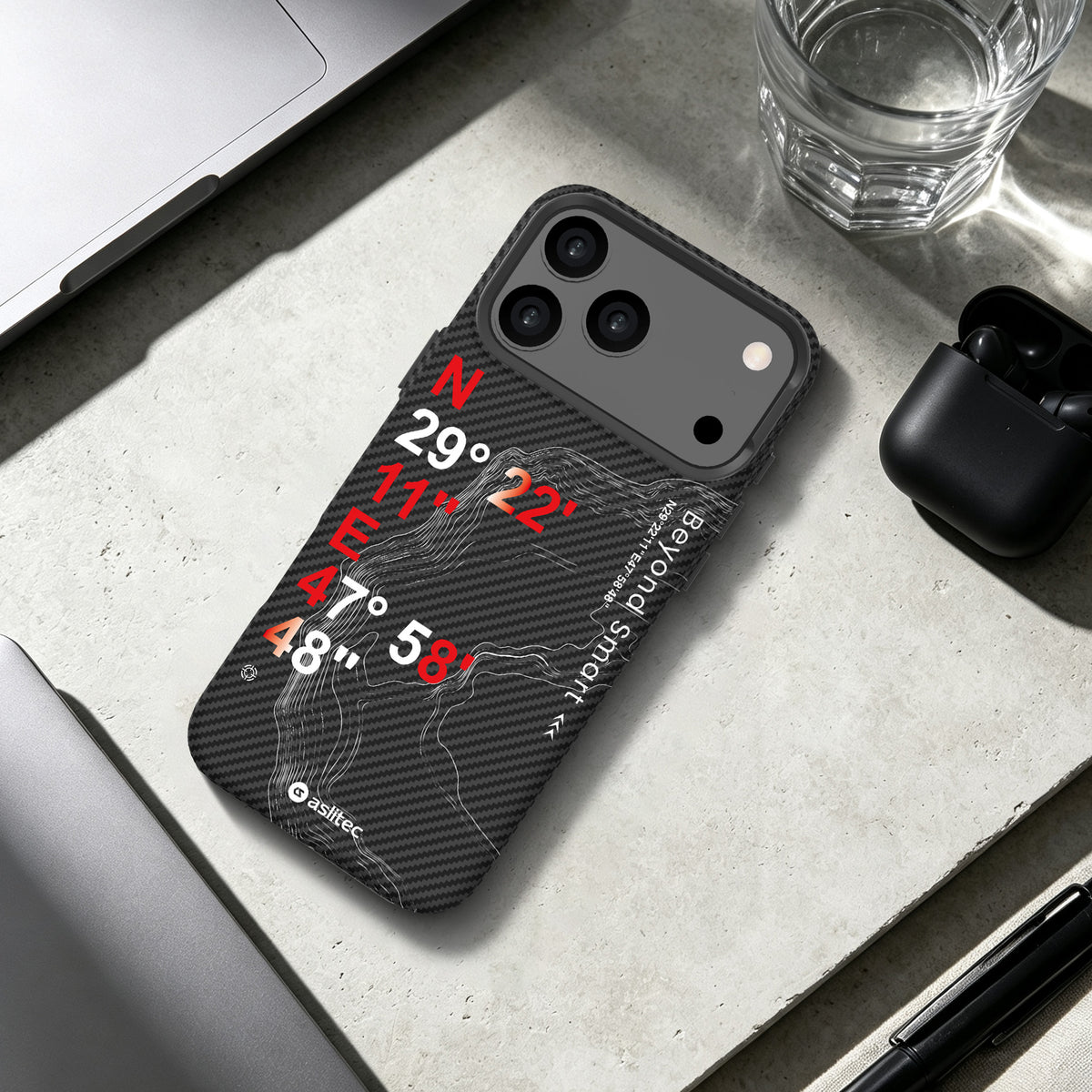 aslitec Geomag Armor Metal Accents Magsafe Case Wit Coordinates Design Case For iPhone 18 Pro