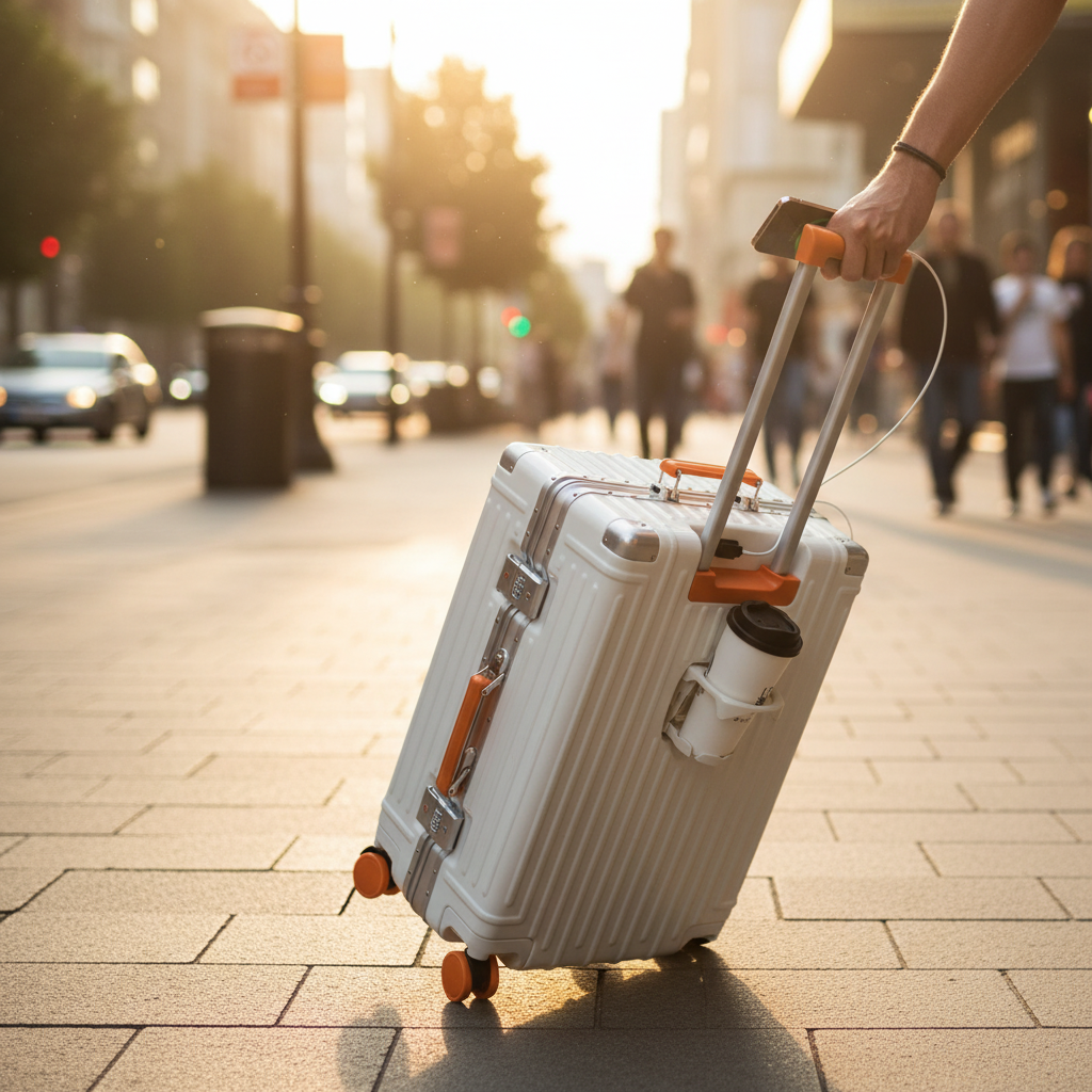 Trolly ABS Suitcase 4 Wheels 26 Inch | White