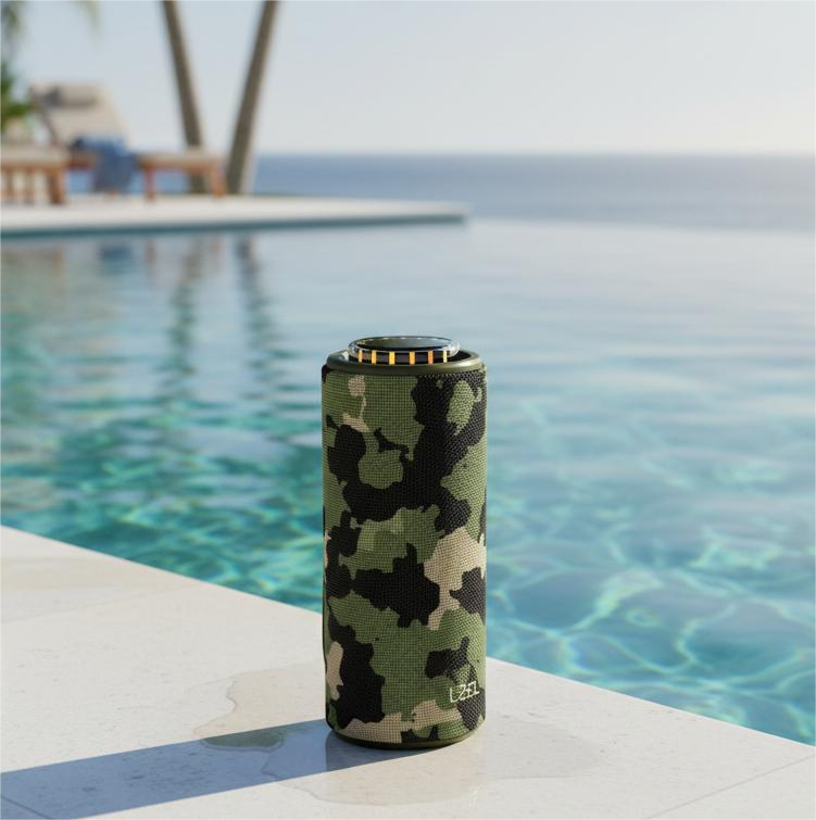 LZEL Aquilasonus Elite Waterproof Portable Bluetooth Speaker With Vibe Lights | camouflage