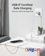 كيبل أنكر USB-C إلى USB-C بقدرة 240 واط – مضفر معاد التدوير للشحن السريع بطول 0.9 متر (3 أقدام)| أبيض