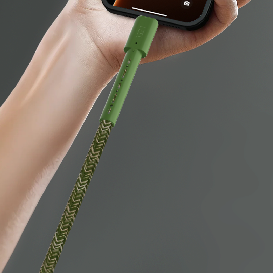 كيبل من LZEL USB-A إلى USB-C 2.0، متين، يتحمّل أكثر من 150,000 انحناء، سرعة نقل 480 ميجابت/ثانية، قدرة 5 فولت / 3 أمبير، بطول 1 متر | أخضر