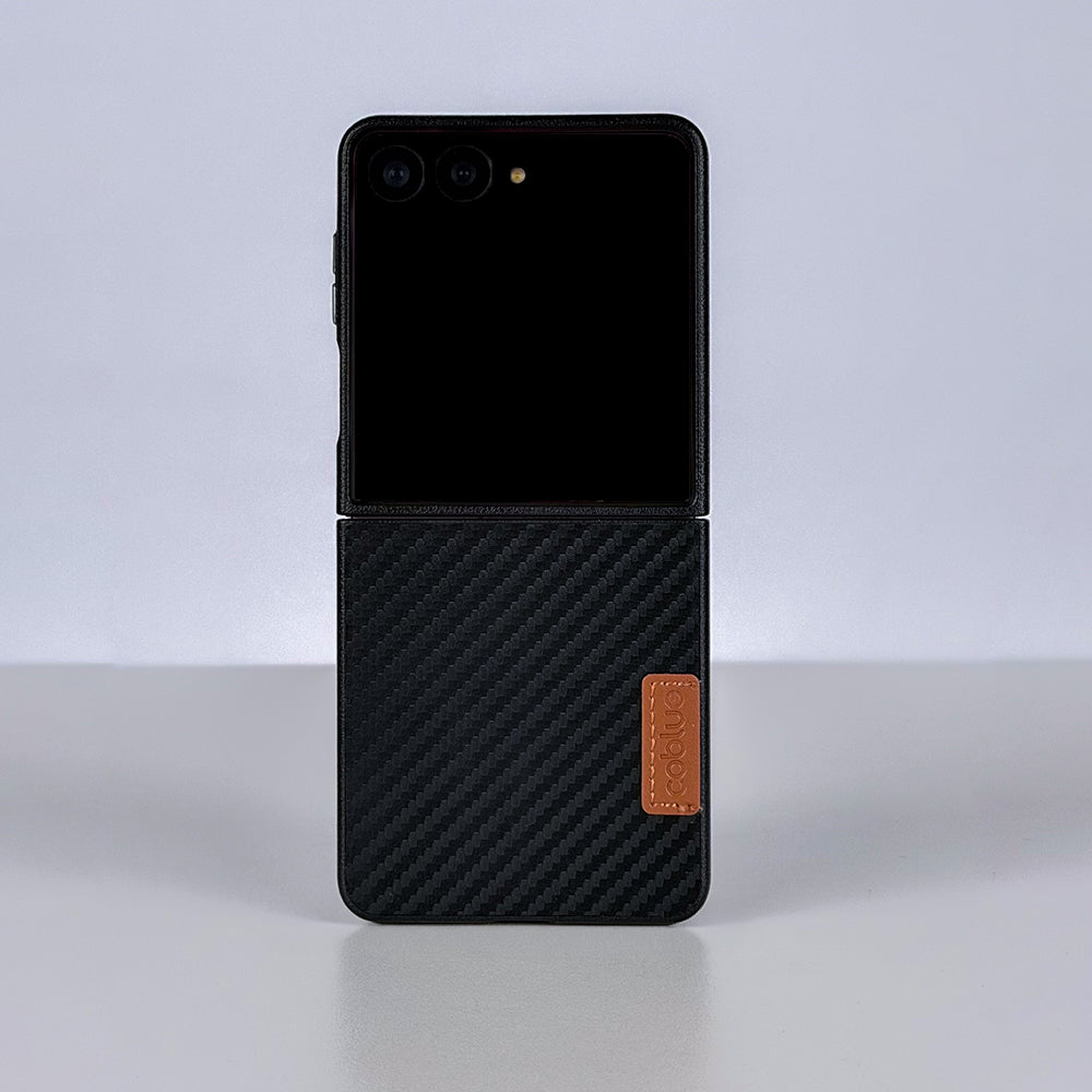 Coblue Leather Grain Drop-Proof Case for Samsung Galaxy Z Flip 7 | Carbon Black