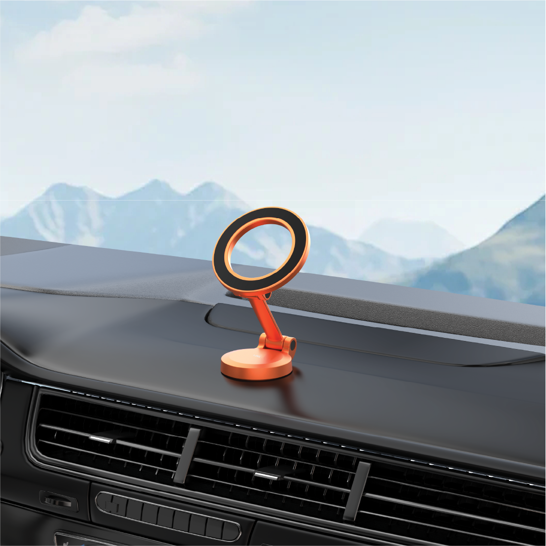 LZEL  360° Magnetic Suction Phone Holder Three-Axis Adjustable Angle | Robust Magnetic Grip | Orange