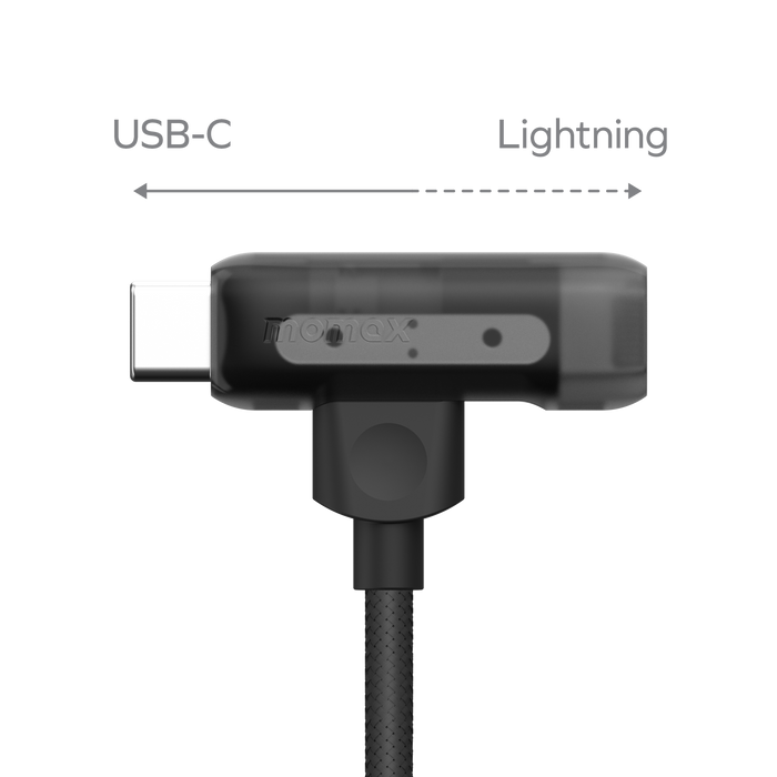 Momax 1-Link Flow Duo 2 في 1 USB-C إلى Lightning كابل مجدول 1.5 متر أسود | DL56D