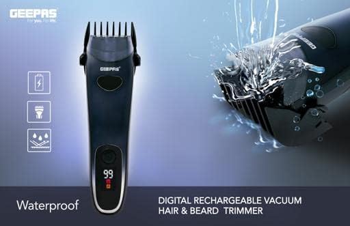 Geepas Rechargeable Hair & Beard Trimmer – 2 Combs, 4 Lengths, Li-Ion, Ceramic & Titanium Blade