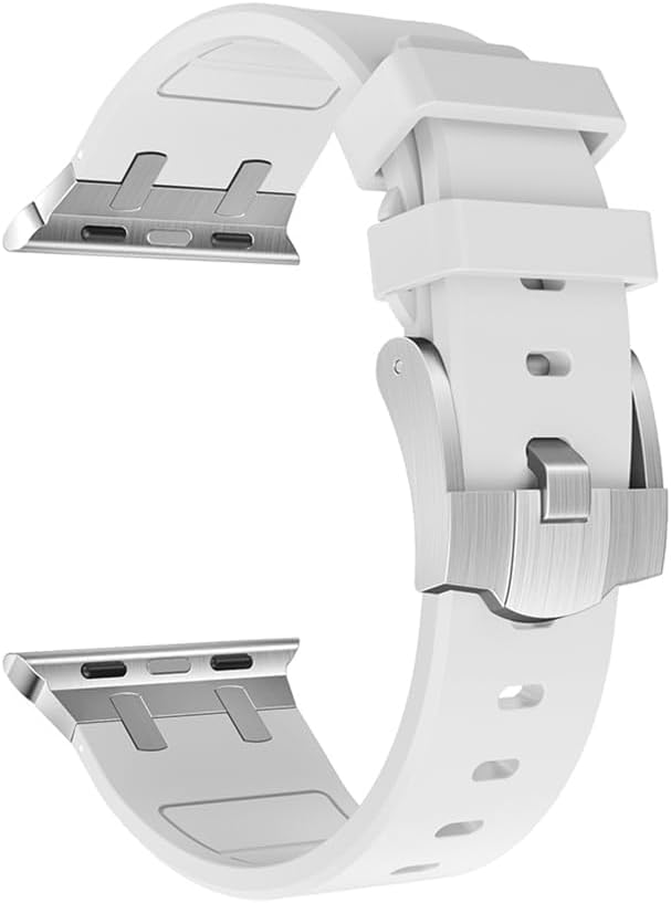 Silicone Watch Band 45\49MM with Metal Head | White With Silver Head