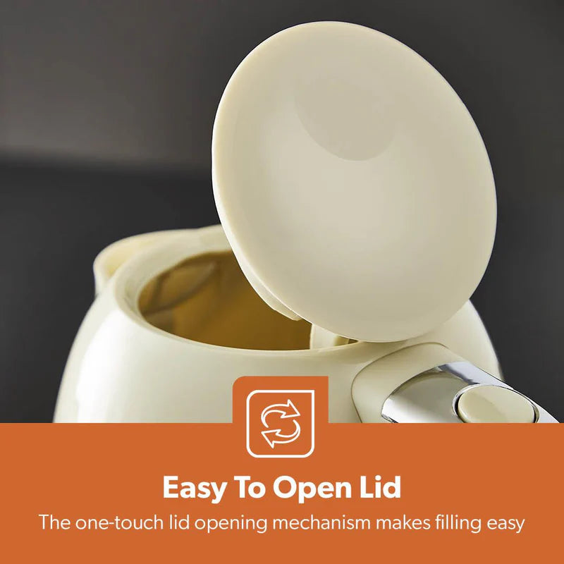 Geepas 1.7L Electric Jug Kettle – 360° Rotation, Auto Shut-Off, Removable Filter, Cream