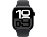 ساعة Apple Watch Series 10 - GPS - مقاس 46 ملم | بهيكل من الألومنيوم بلون أسود مع سوار رياضي أسود S/M