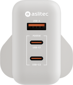 شاحن aslitec VexoraGaN بقدرة 65 واط – شاحن GaN مدمج بثلاثة منافذ USB-A وUSB-C مزدوج