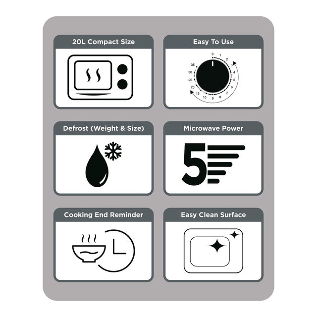 ميكروويف MZ2015P-B5 من Black & Decker سعة 20 لتر قوة 700 واط | أسود مع كروم