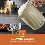 Geepas 1.7L Electric Jug Kettle – 360° Rotation, Auto Shut-Off, Removable Filter, Cream