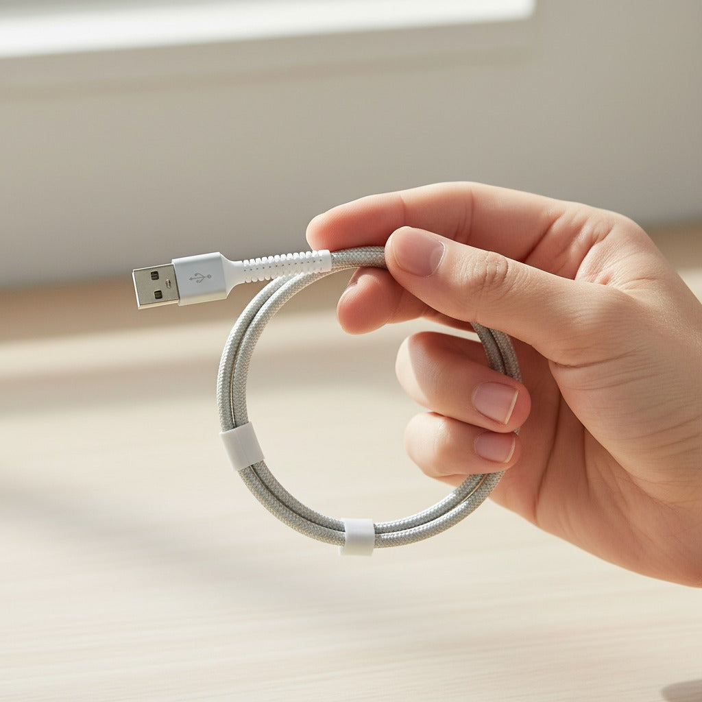 LZEL Celeris Power Volt Fabric Braided USB-A to Lightning Cable 1.2m | White