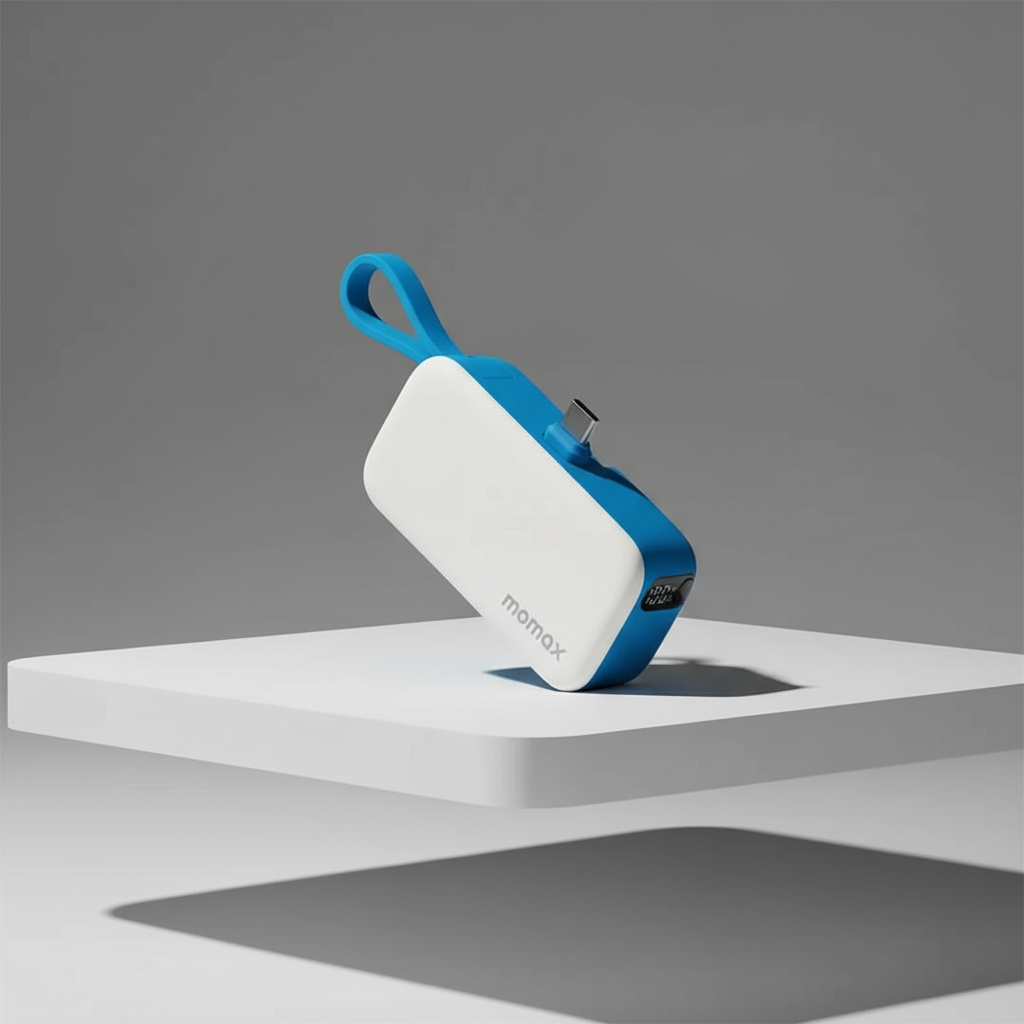 Momax 1-Power Mini 5000mAh Bulit-in foldable USB-C Battery pack | Blue