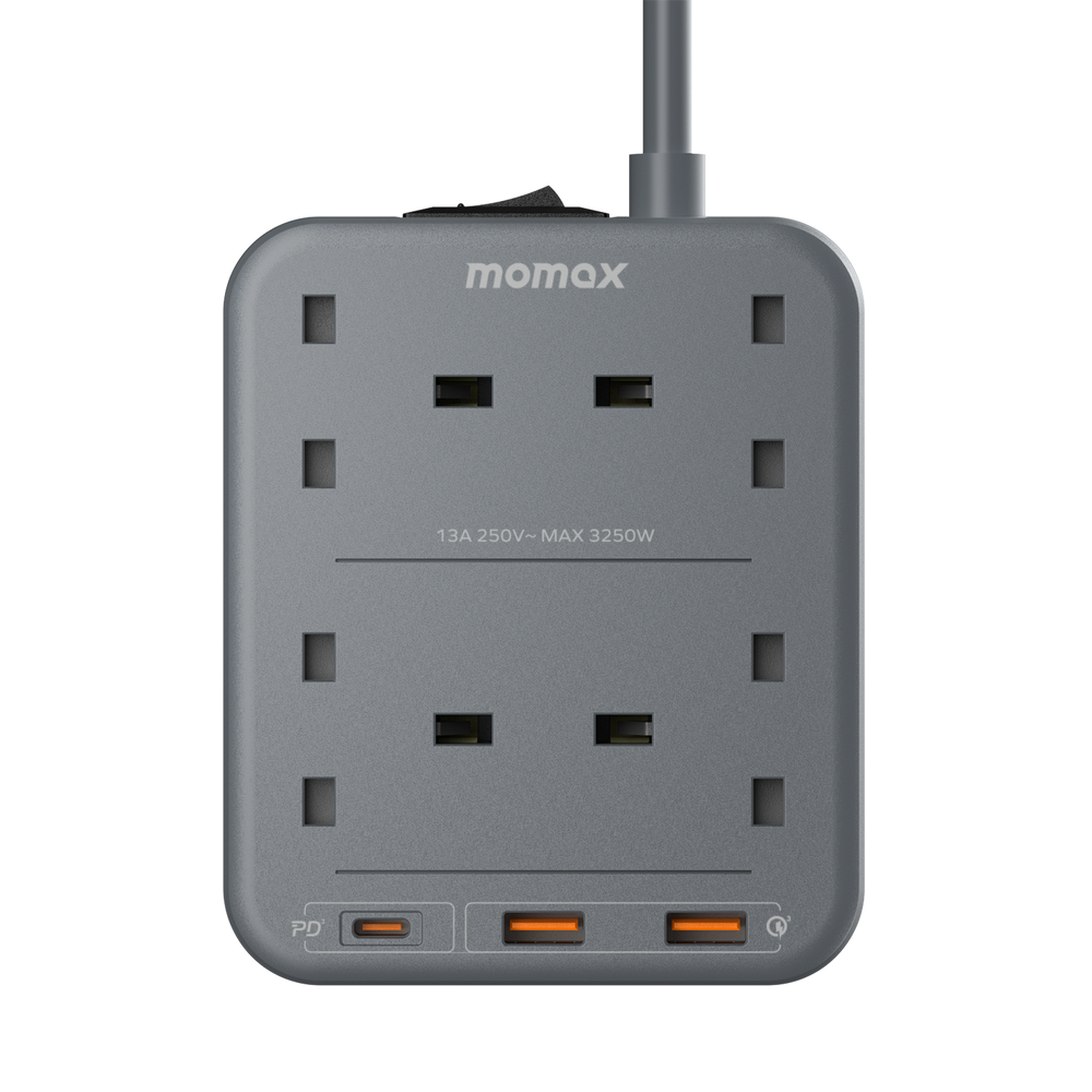 Momax Oneplug 4 Outlet Power Strip With Usb | Black