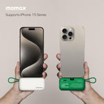 Momax 1-Power Mini 5000mAh Built-in Foldable Lightning and USB-C Power Bank | Black