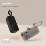 Momax 1-Power Mini 5000mAh Built-in Foldable Lightning and USB-C Power Bank | Black