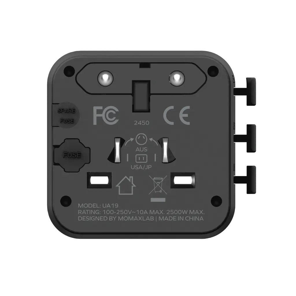 Momax 1-World 20W Travel Adapter | Black