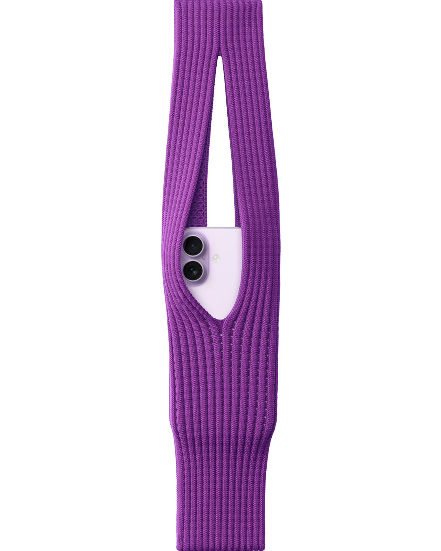 Phone Pocket with Strap – Stretch Knit Wearable iPhone Holder 40 cm | Purple
