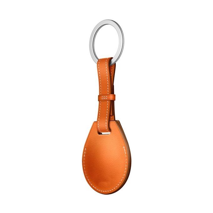 Coteetcl Airtag Leather KeyChain with Metallic Buckle Orange