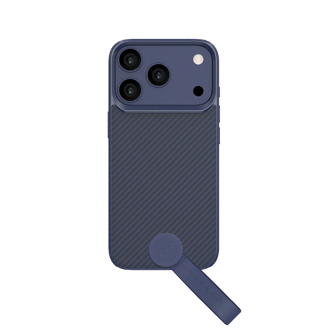 LZEL MagCarbon Strap Carbon Design with 360° Grip and Raised-Edge Protection Case for iPhone 17 Pro Max