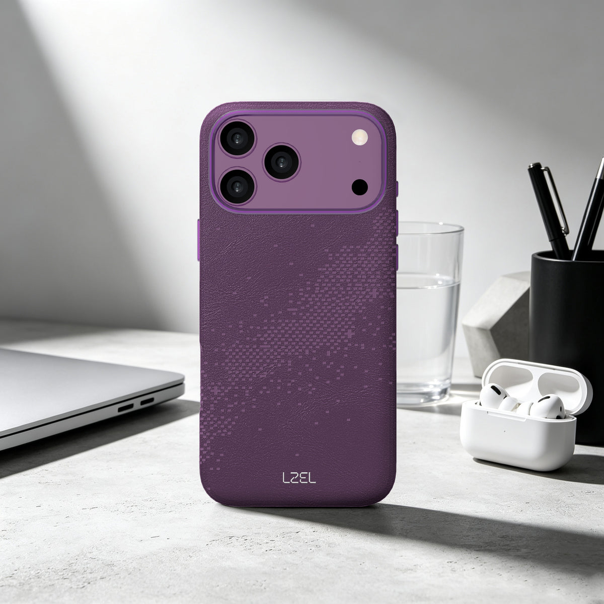 كفر LZEL LEATHERWAVE MAG من الجلد الفاخر بدعم MagSafe ونقشة متموجة لـ iPhone 18 Pro و18 Pro Max