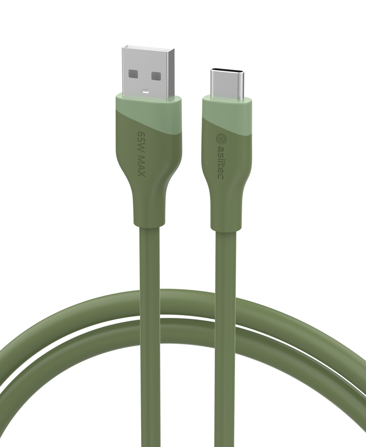 كابل aslitec SILICORECHARGE للشحن السريع ونقل البيانات بقدرة 65 واط – من USB-A إلى USB-C