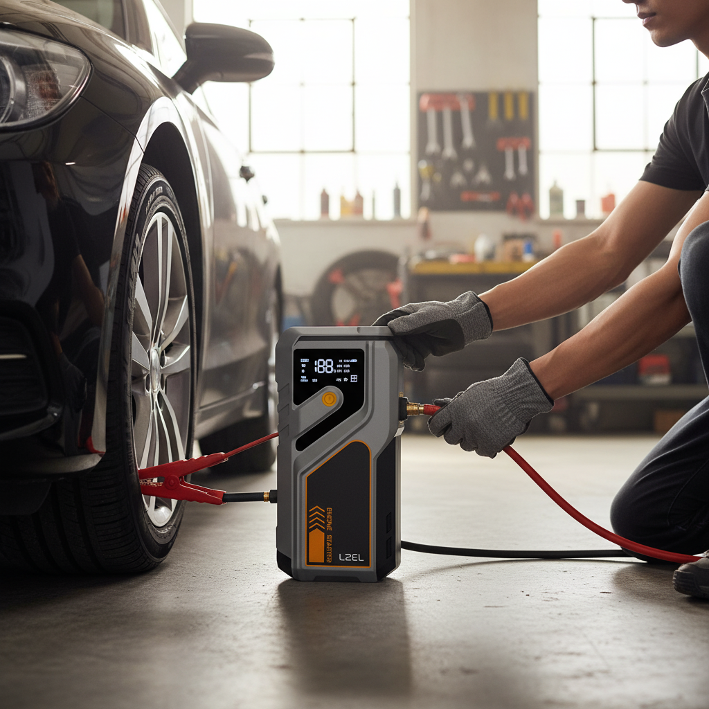 LZEL EnergizeIgnite Air 12000mAh 12V Car Jump Starter with LED Flashlight | Gray/Black