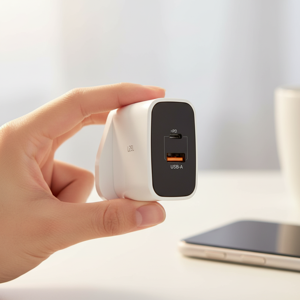 LZEL VoltixCharge 35W Dual Port USB-A USB-C GaN Wall Charger | White