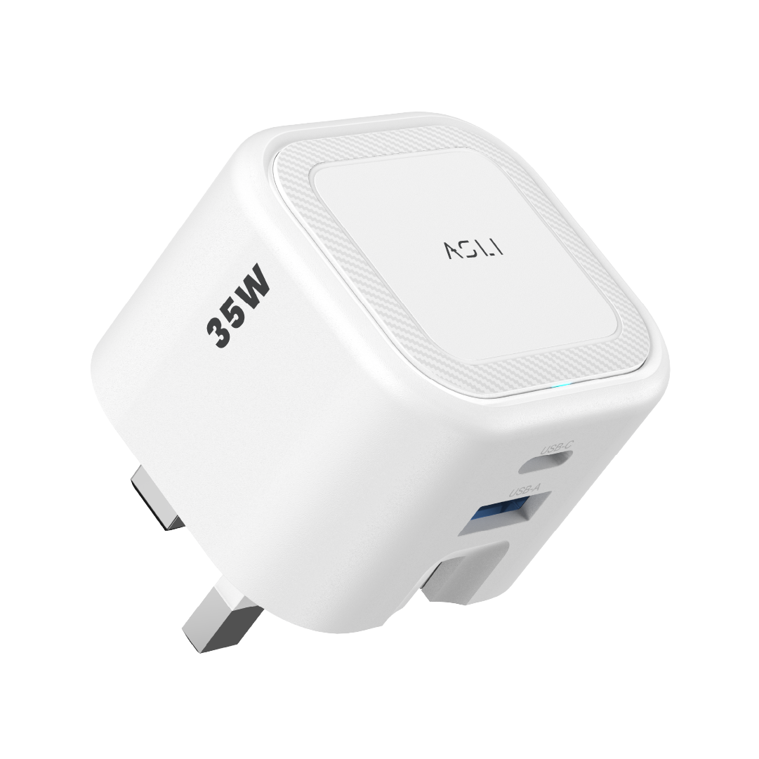 Asli  Global Primevolt 35 Gan Dual Port Usb-A & Usb-C Fast Charger | White