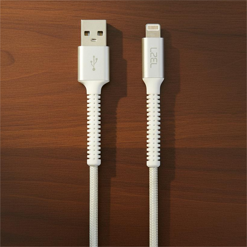LZEL Celeris Power Volt Fabric Braided USB-A to Lightning Cable 1.2m | White