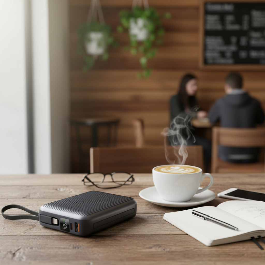 LZEL Neurode Sync - 20,000mAh PD Mini Power Bank 22.5W with Built-in Cable | Black