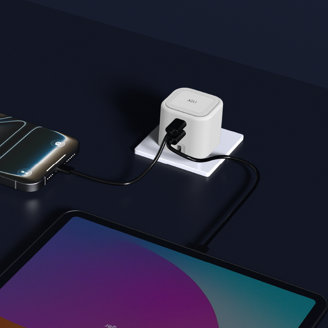 Asli  Global Powercore 45 Gan Dual Port Usb-A & Usb-C Fast Charger | White