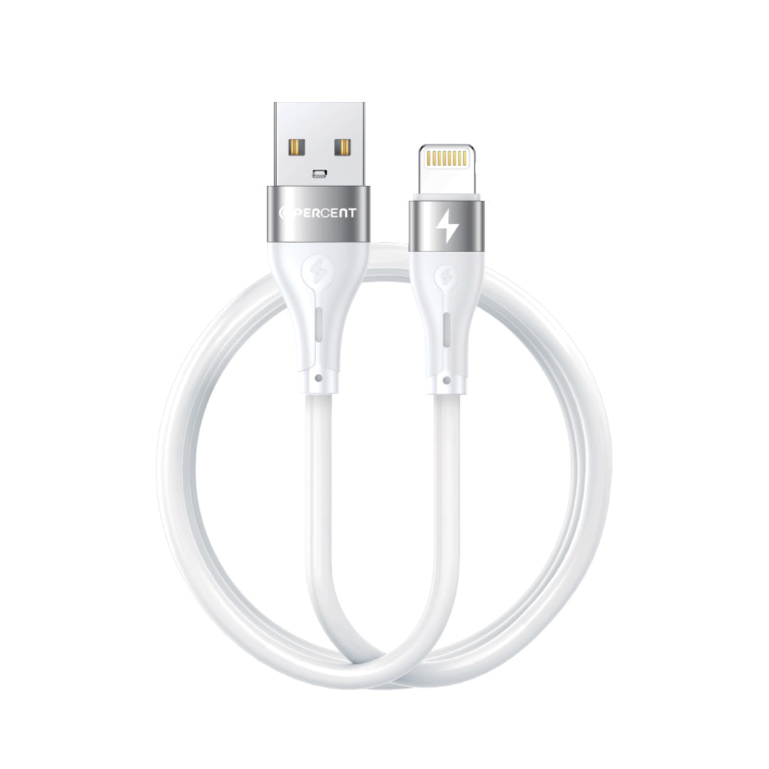 90 Percent Voltline 90 Series USB-A to Lightning Silicone Cable 1M | White