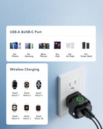 شاحن حائط فائق السرعة من أسلي جلوبال بتقنية  GaN PD,مع شاحن ساعة لاسلكي شحن ثلاثي 20 واط  | أسود