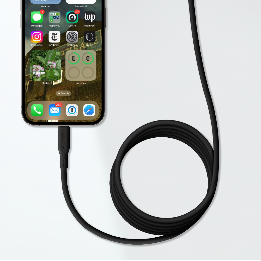 LZEL Celeris Silox CXL Soft Silicone USB-C to USB-C Cable, 480Mbps, 240W Max, 2m | Black