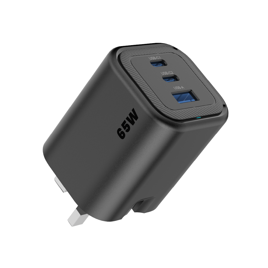 Asli  Global Maxcharge 65 Gan 3-Port Usb-A & Dual Usb-C Fast Charger | Black