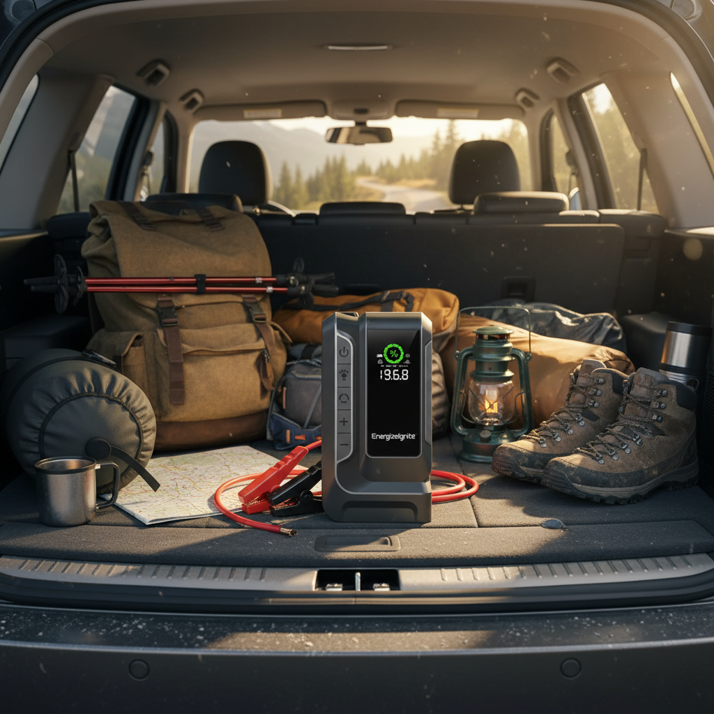 LZEL EnergizeIgnite Air 12000mAh 12V Car Jump Starter with LED Flashlight & Tire Inflator | Gray/Black