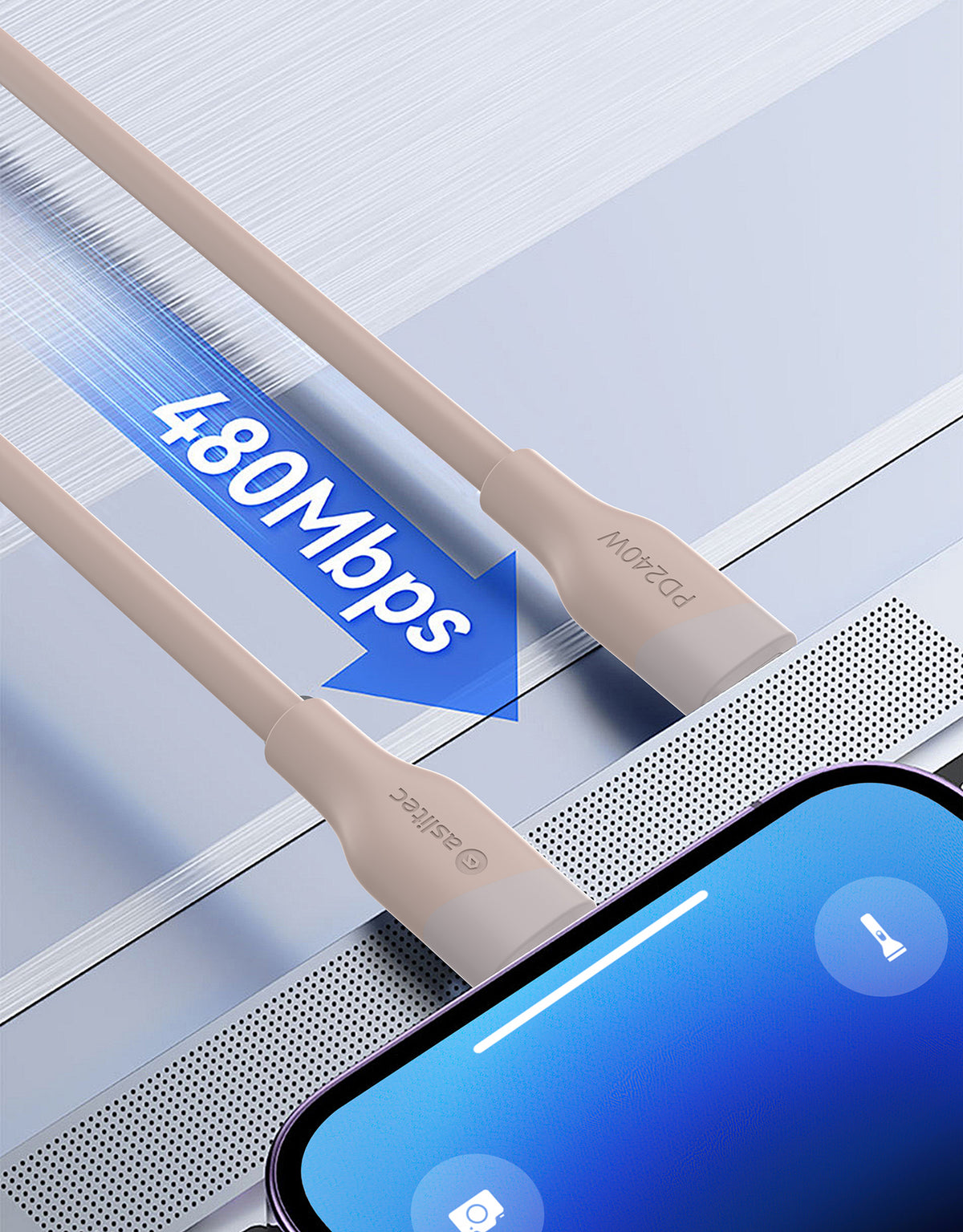 aslitec SILICORECHARGE SYNC Fast Charging & Data Cable – USB-C to Lightning