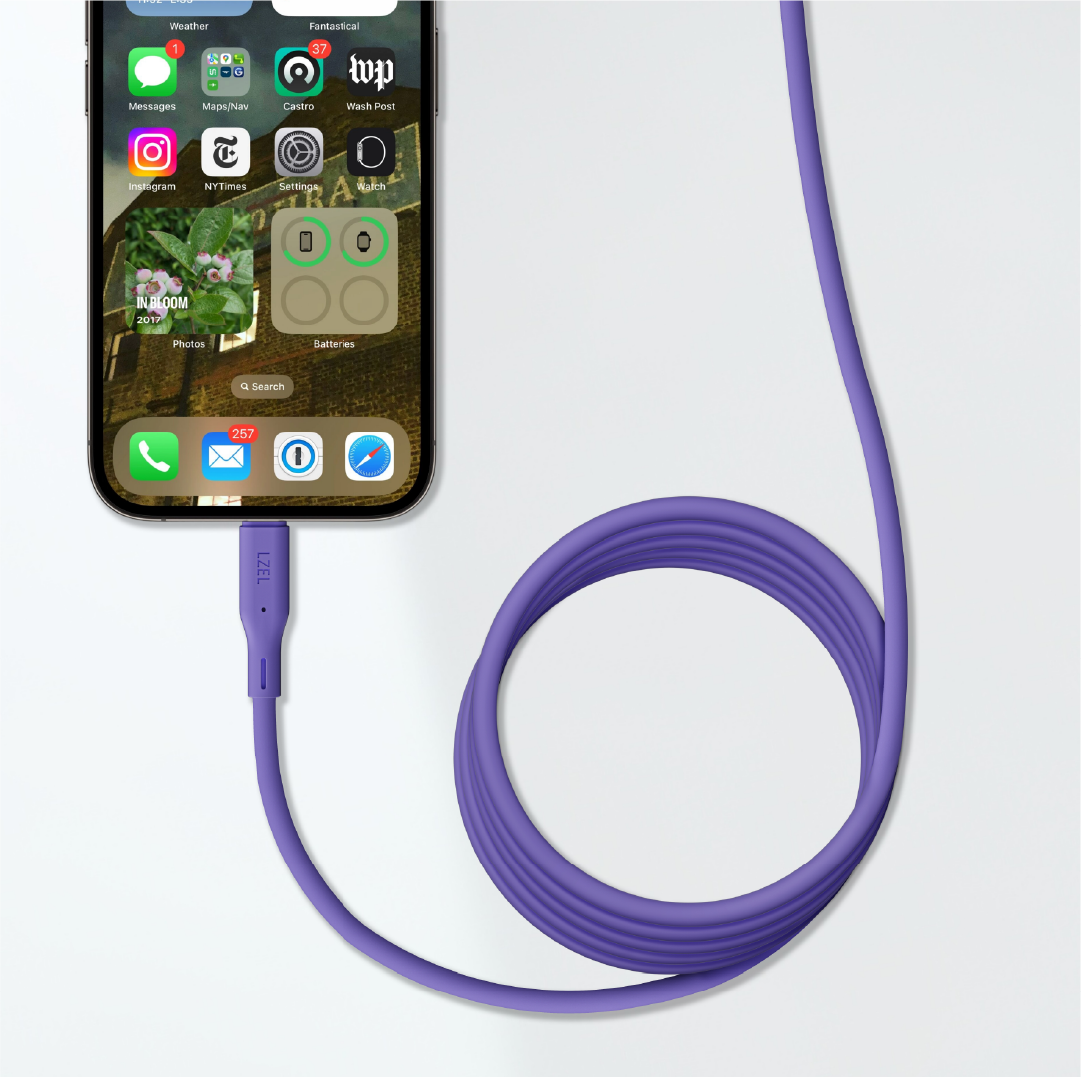 LZEL Celeris Silox CXL Soft Silicone USB-C to USB-C Cable, 480Mbps, 240W Max, 2m | Purple