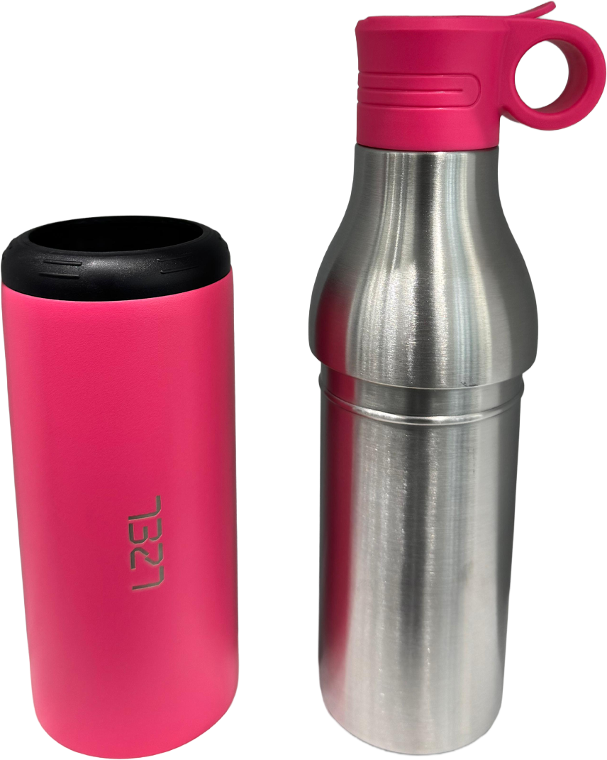 LZEL Natura Elva Vacuum Bottle Dual 400 mL + 400 mL | Hot Pink Aluminum