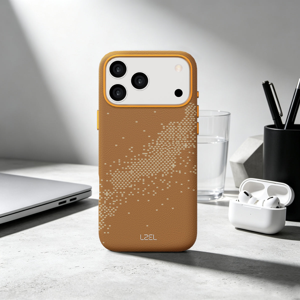 كفر LZEL LEATHERWAVE MAG من الجلد الفاخر بدعم MagSafe ونقشة متموجة لـ iPhone 18 Pro و18 Pro Max