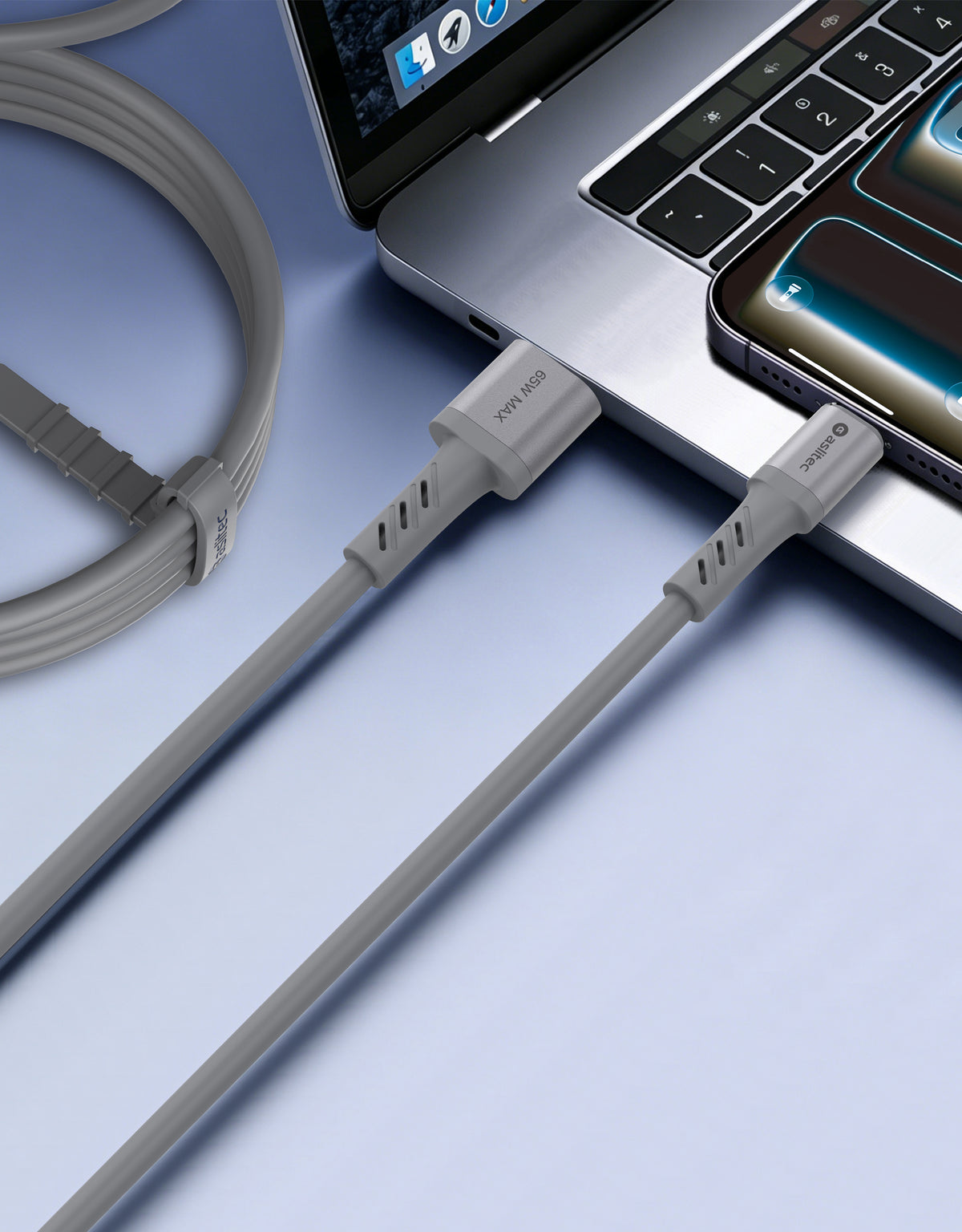 كيبل Aslitec GRAPHENEX  للشحن السريع ونقل البيانات بقدرة 65 واط – USB-A إلى USB-C
