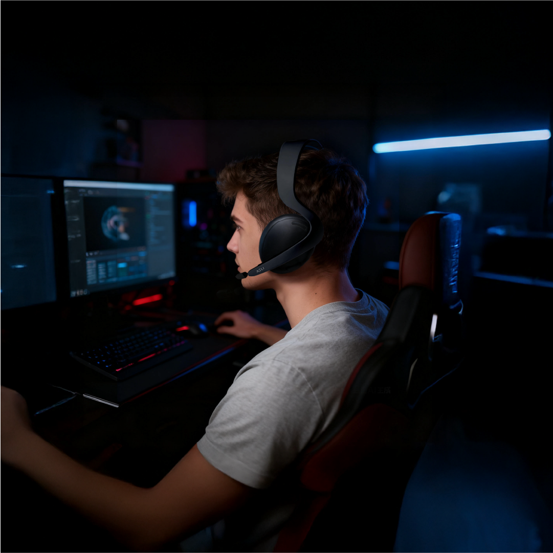 Asli Global Wavetune Series High-Performance 2.4G Wireless Tri-Mode Gaming Headset | Black