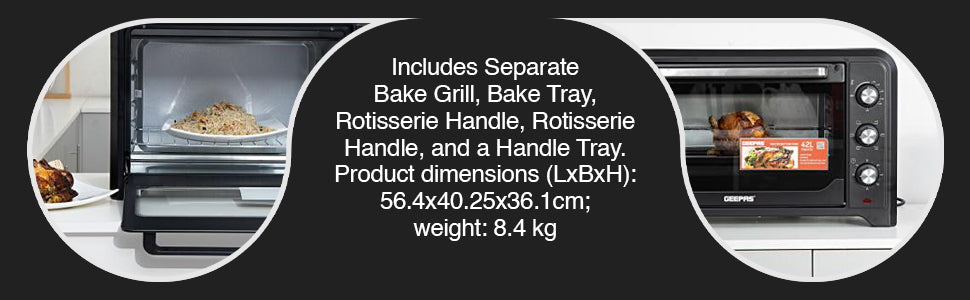 Geepas 42L Electric Oven with Convection & Rotisserie – 2000W Power